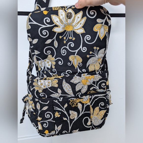 Vera Bradley Lindsey Yellow Bird Pattern Messenger Bag - Picture 4 of 17